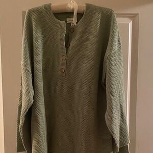 Sage Heyson Waffle Knit Pullover with Buttons